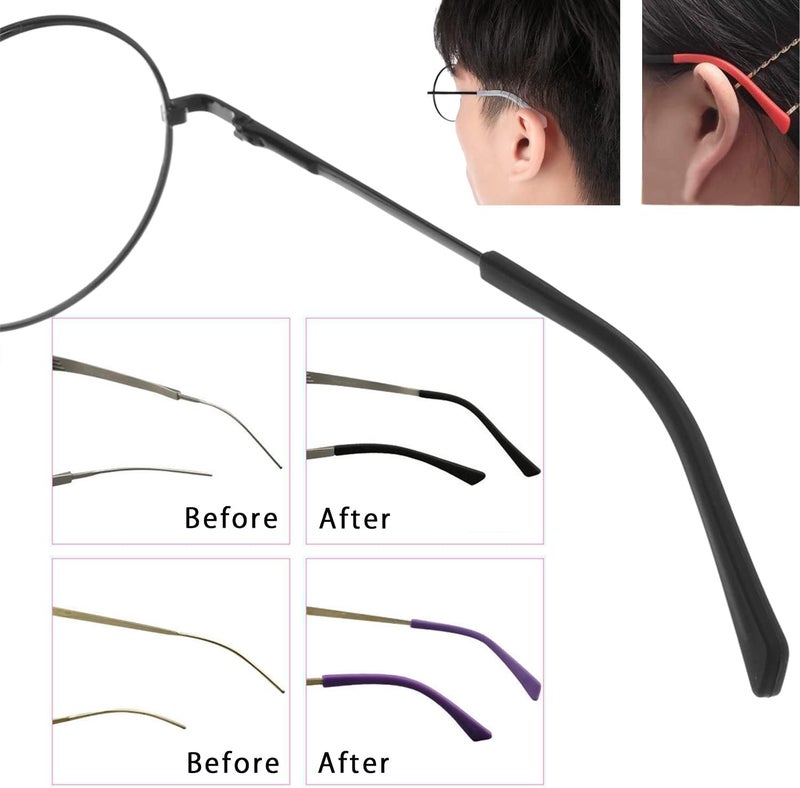 KECHIO 5 Pairs Anti-Slip Silicone Eyeglass End Tips Ear Sock Pieces Tube Eyewear Comfort Replacement Tips for Flat Thin Metal Eyeglass Legs, 3 Black/2 Brown - Image 5